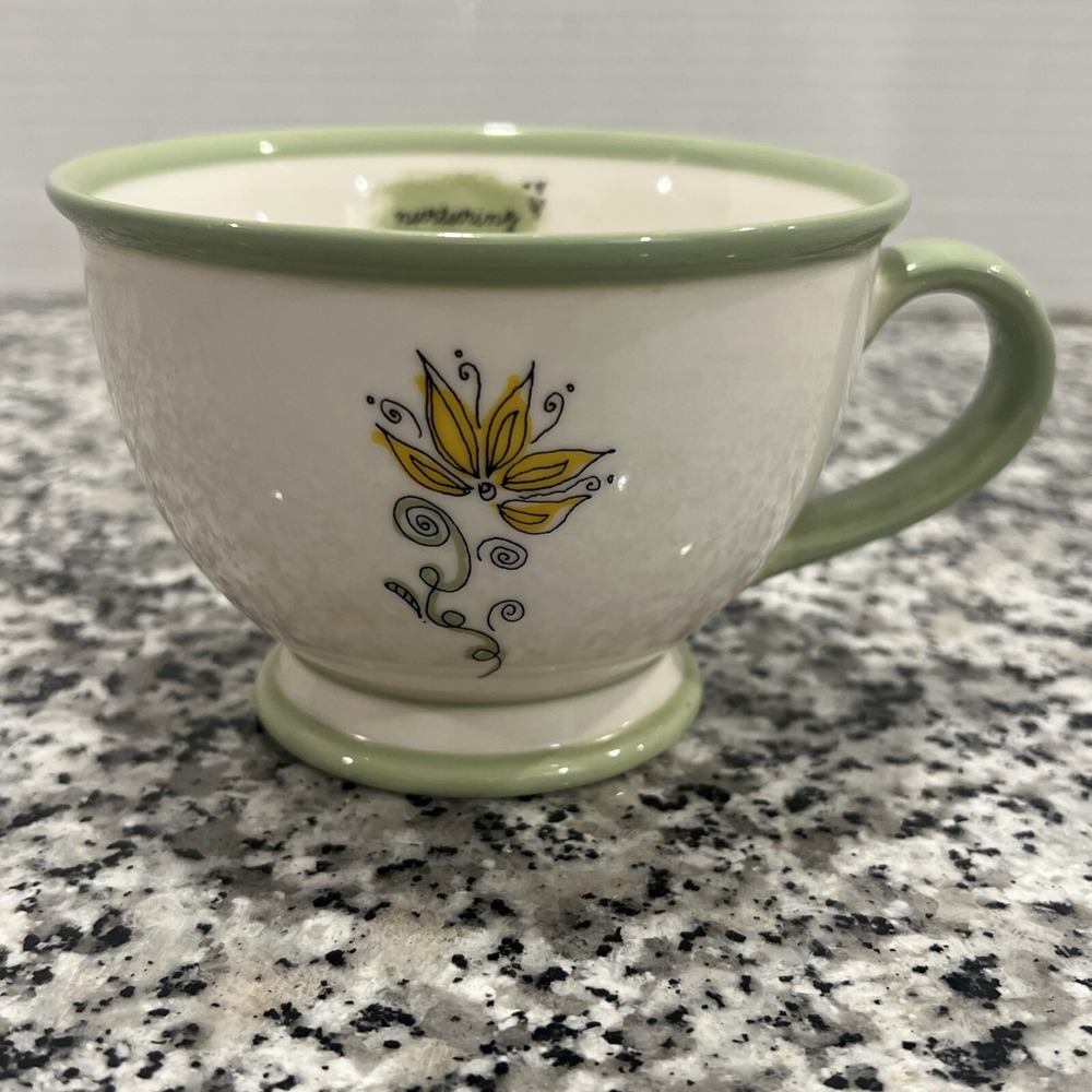 2006 Starbucks Pair of Tea Cups/ Mugs Nuturing 10oz green & orange Uplifting cup - Picture 2 of 13